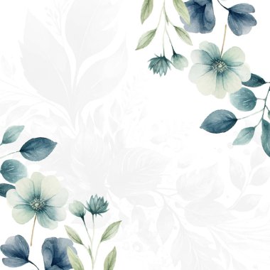 Renkli renkli çiçek güzel el çizilmiş düğün davetiyesi suluboya