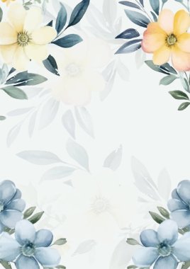 Renkli renkli çiçek vektörü zarif el düğün davetiyesi çiçek tasarımı suluboya