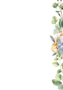 Çiçek çerçeveli güzel düğün davetiyesi şablonu Premium Vektörü