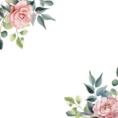 Çiçek çerçeveli güzel düğün davetiyesi şablonu Premium Vektörü