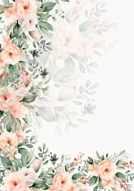 Rengarenk çiçekli güzel ve zarif düğün davetiyesi şablonu