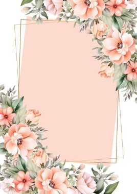 Rengarenk çiçekli güzel ve zarif düğün davetiyesi şablonu