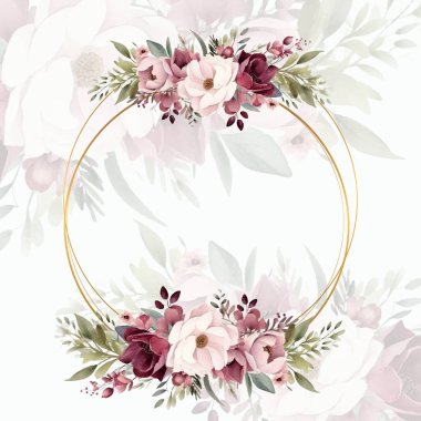 Rengarenk çiçekli güzel ve zarif düğün davetiyesi şablonu