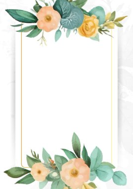 Renkli renkli çiçek vektörü zarif el düğün davetiyesi çiçek tasarımı suluboya