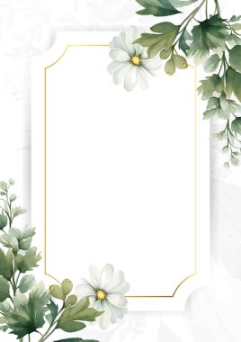 Renkli renkli çiçekli zarif düğün davetiyesi suluboya