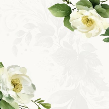 Renkli renkli çiçek vektörü suluboya düğün davetiyesi şablonu. Altın çiçeklerle süslenmiş.