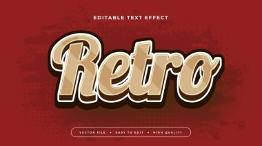 Kırmızı kahverengi ve beyaz retro 3d düzenlenebilir metin efekti - yazı tipi biçimi