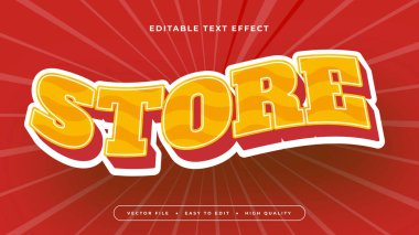 Kırmızı sarı ve beyaz mağaza 3d düzenlenebilir metin efekti - yazı tipi