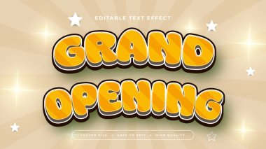 Bej sarı ve beyaz büyük açılış 3d düzenlenebilir metin efekti - yazı tipi biçimi