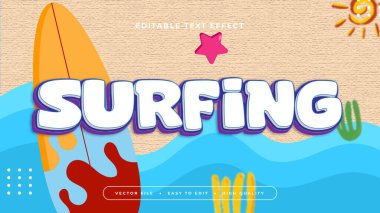 Renkli sörf 3d düzenlenebilir metin efekti - yazı tipi