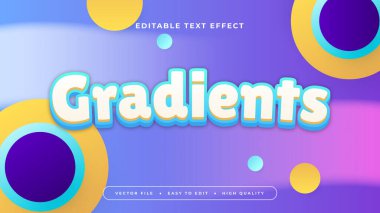 Renkli gradyanlar 3d düzenlenebilir metin efekti - yazı tipi