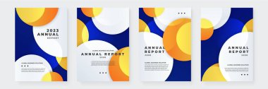 Turuncu mavi ve beyaz vektör minimalist tasarım broşür, dergi, poster, kurumsal sunum, portföy, broşür, broşür, broşür tasarımı için kurumsal yıllık kurumsal rapor