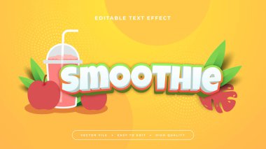 Kırmızı sarı ve beyaz smoothie 3d düzenlenebilir metin efekti - yazı tipi biçimi
