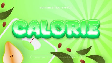 Yeşil beyaz ve kırmızı kalori 3d düzenlenebilir metin efekti - yazı tipi