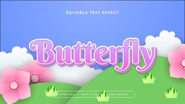 Renkli renkli kelebek 3d düzenlenebilir metin efekti - yazı tipi. Renkli metin biçimi efekti