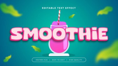 Mavi yeşil ve pembe smoothie 3d düzenlenebilir metin efekti - yazı tipi biçimi