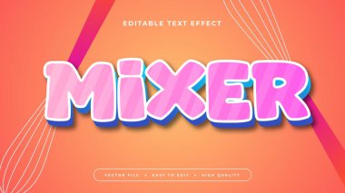 Turuncu pembe ve beyaz karıştırıcı 3d düzenlenebilir metin efekti - yazı tipi biçimi