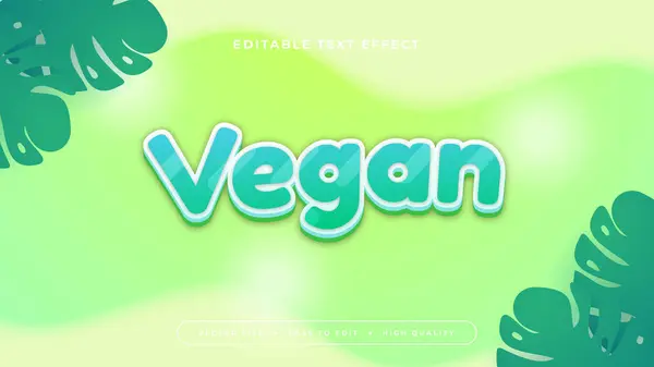 stock vector Green yellow and white vegan 3d editable text effect - font style