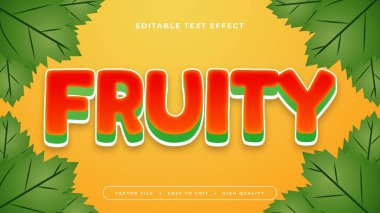 Yeşil sarı ve kırmızı meyveli 3d düzenlenebilir metin efekti - yazı tipi biçimi