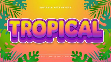 Renkli tropikal 3d düzenlenebilir metin efekti - yazı tipi