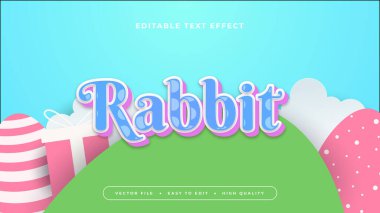 Renkli renkli tavşan 3D düzenlenebilir metin efekti - yazı tipi. Renkli metin biçimi efekti