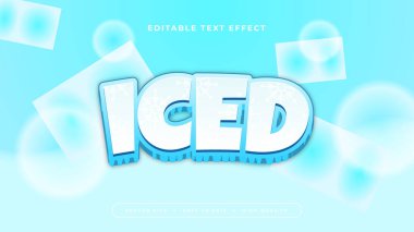 Mavi ve beyaz buzlu 3d düzenlenebilir metin efekti - yazı tipi biçimi