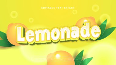 Sarı turuncu ve yeşil limonata 3d düzenlenebilir metin efekti - yazı tipi