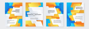 Renkli renkli vektör modern iş dünyası kurumsal yıllık şablon geometrik şekilli. Broşür broşürü afiş şablonu