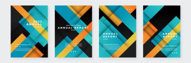 Yeşil turuncu ve siyah vektör modern iş kurumsal yıllık şablon geometrik şekilli. Broşür broşürü afiş şablonu