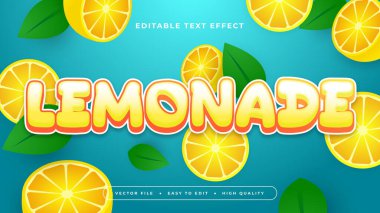 Sarı turuncu ve yeşil limonata 3d düzenlenebilir metin efekti - yazı tipi