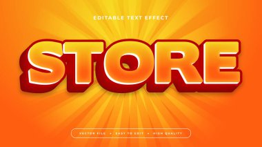 Kırmızı turuncu ve beyaz mağaza 3d düzenlenebilir metin efekti - yazı tipi biçimi