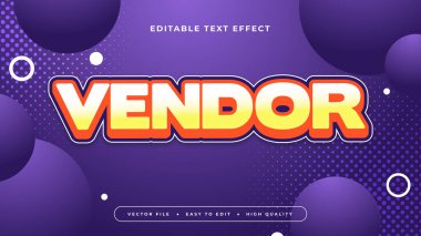 Sarı turuncu ve mor menekşe satıcısı 3d düzenlenebilir metin efekti - yazı tipi biçimi