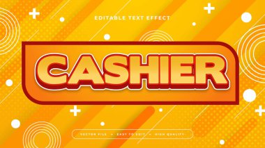 Turuncu sarı ve beyaz kasiyer 3d düzenlenebilir metin efekti - yazı tipi biçimi