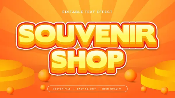 stock vector Orange and yellow souvenir shop 3d editable text effect - font style