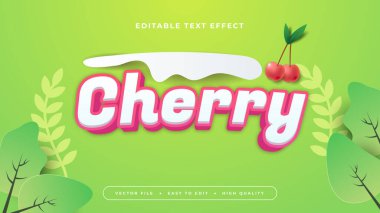 Yeşil pembe ve beyaz kiraz 3d düzenlenebilir metin efekti - yazı tipi biçimi