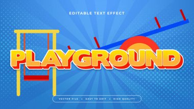 Mavi turuncu ve kırmızı oyun alanı 3d düzenlenebilir metin efekti - yazı tipi biçimi