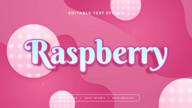 Pembe mavi ve beyaz ahududu 3d düzenlenebilir metin efekti - yazı tipi