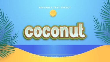 Renkli hindistan cevizi 3d düzenlenebilir metin efekti - yazı tipi biçimi