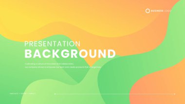 Yeşil sarı ve turuncu dalgalı basit soyut arkaplan vektörü. Pankart, kalıp, duvar kağıdı, şablon, kartvizit için dinamik şekillere sahip basit bir sunum arkaplanı