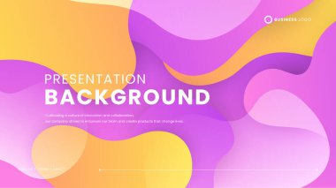 Sarı ve mor menekşe vektörü. Basit minimalist arka plan tasarımı. Dalgalar ve sıvıyla. Pankart, kalıp, duvar kağıdı, şablon, iş için dinamik şekillere sahip basit bir sunum arkaplanı