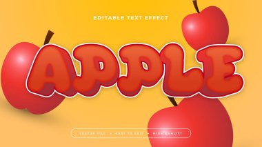 Kırmızı ve sarı elma 3d düzenlenebilir metin efekti - yazı tipi. Taze meyve suyu metin etkisi