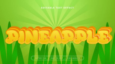 Yeşil sarı ve turuncu ananas 3d düzenlenebilir metin efekti - yazı tipi. Taze meyve suyu metin etkisi