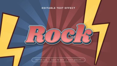 Sarı kırmızı ve mavi rock 3d düzenlenebilir metin efekti - yazı tipi