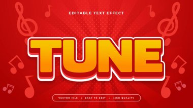Kırmızı ve turuncu melodi 3d düzenlenebilir metin efekti - yazı tipi biçimi