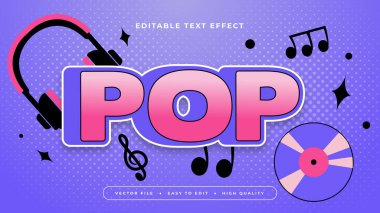 Pembe siyah ve mor menekşe pop 3d düzenlenebilir metin efekti - yazı tipi biçimi