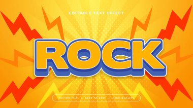 Sarı turuncu ve mavi rock 3d düzenlenebilir metin efekti - yazı tipi