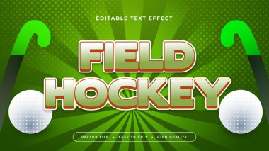 Yeşil kırmızı ve beyaz çim hokeyi 3D düzenlenebilir metin efekti - yazı tipi biçimi