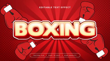 Kırmızı beyaz ve sarı boks 3d düzenlenebilir metin efekti - yazı tipi
