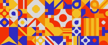 Renkli modern minimalist geometrik mozaik stil memphis kusursuz desensiz soyut vektör çizimi. Sunum için arkaplan, afiş, arkaplan, poster, sertifika, yıllık rapor, kapak