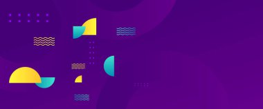 Mavi sarı ve mor menekşe vektör soyut geometrik şekiller pankartı. Kapak tasarımı, kitap tasarımı, poster, CD kapağı, broşür, web sitesi arka planı veya reklam için